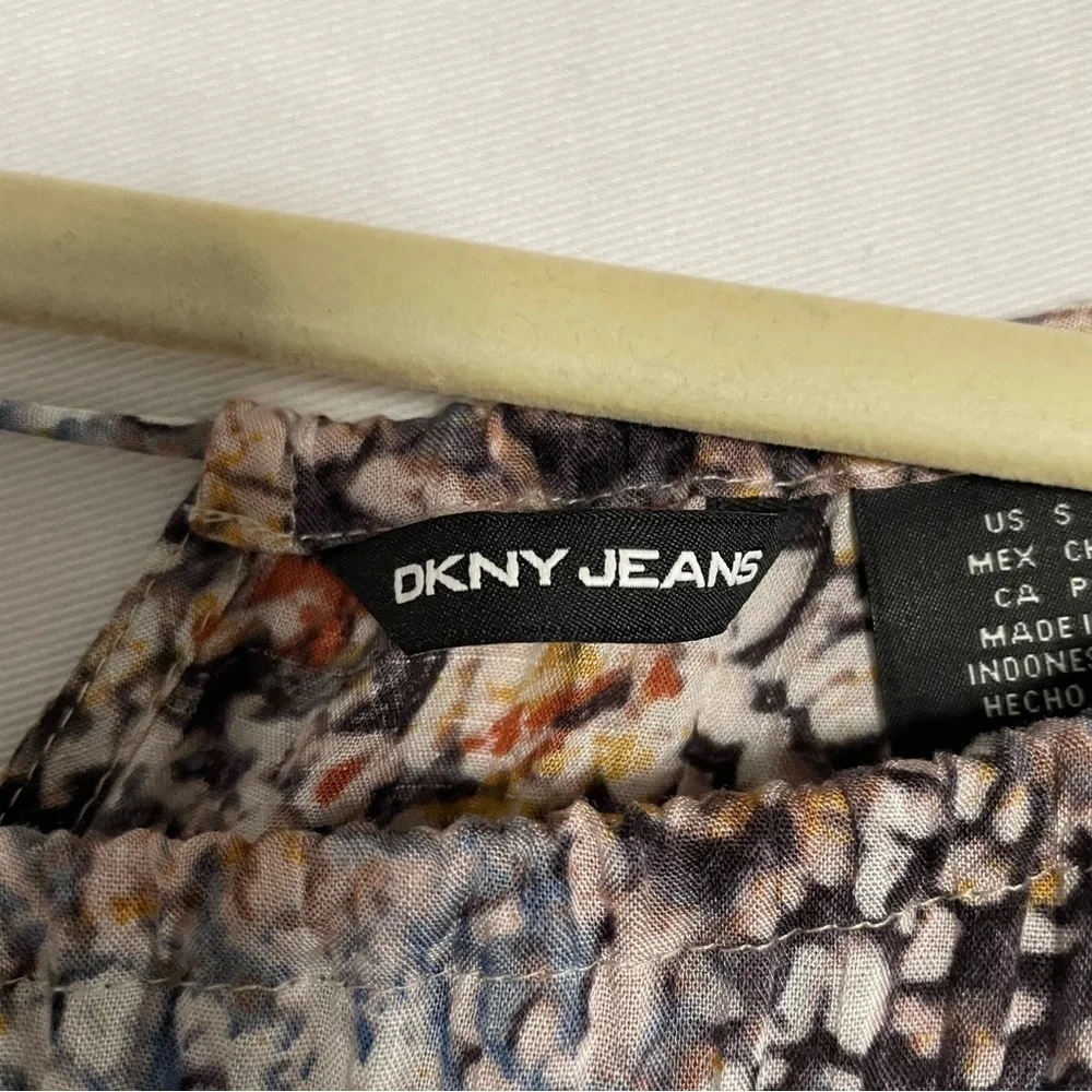 DKNY Boho Printed Midi Dress Artsy Handkerchief Hemline - Picture 2 of 15